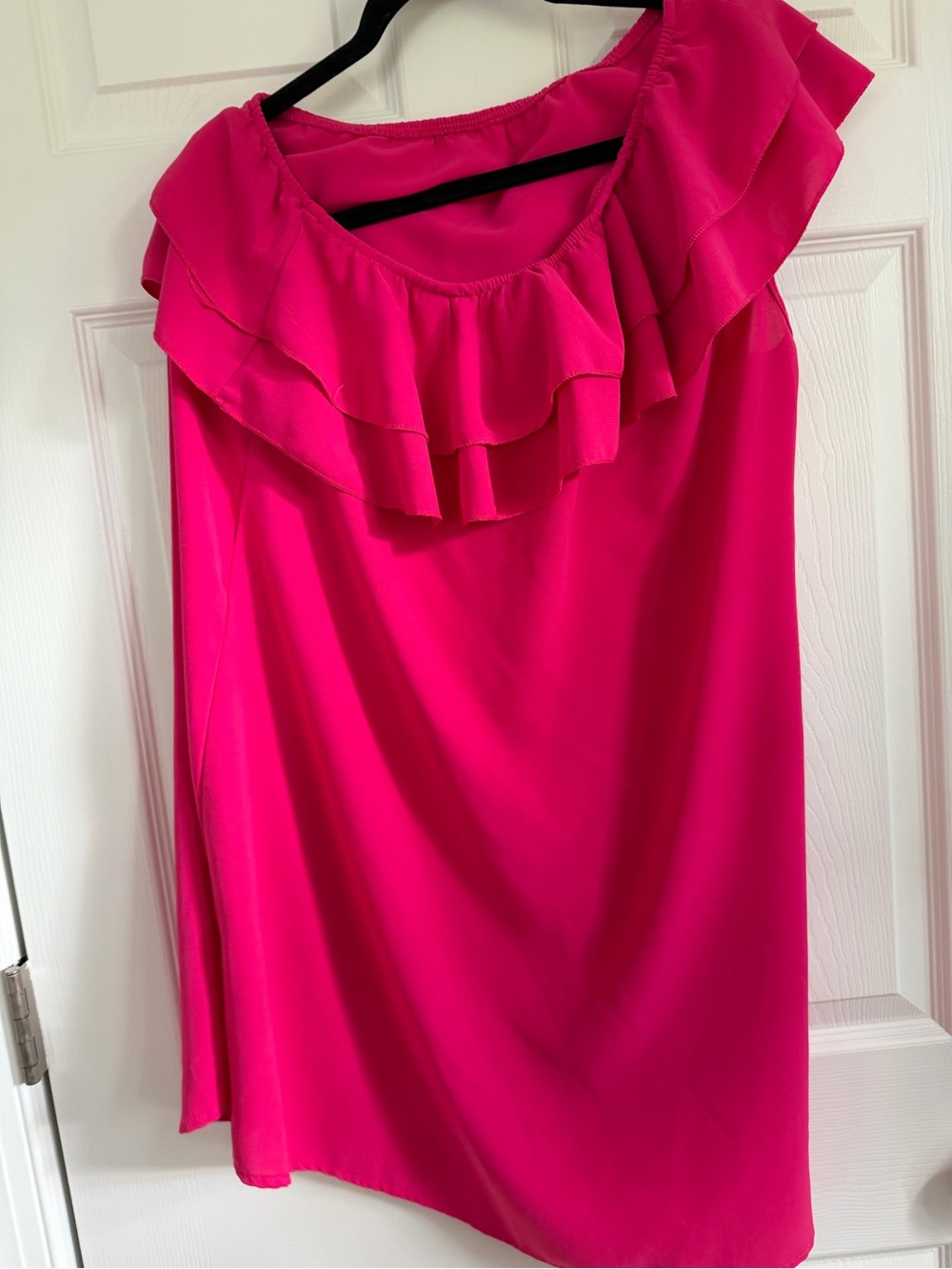 Off-Shoulder Ruffle Women’s Dress - Hot Pink - Picture 3 of 3